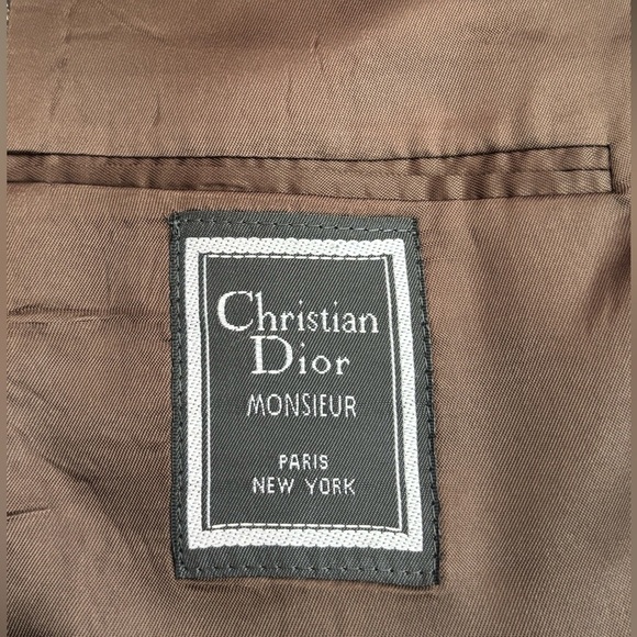 Christian Dior Vintage Suit Jacket 42R | Brown Patterned | Lined | Like New - Picture 4 of 5